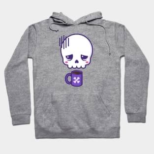 Dead inside, but caffeinated - kawaii skull with coffee cup Hoodie